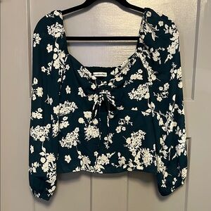 Abercrombie & Fitch Teal and White Floral Blouse